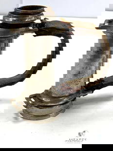 Nickle Plated Solid Brass American LaFrance Company (ALFCO) Nozzle Base with Leather Strap: Excellent fire department collectible with original leather handle attached. This nozzle is approximately 9 inches tall. Male and female threads look to be intact and in usable condition. 