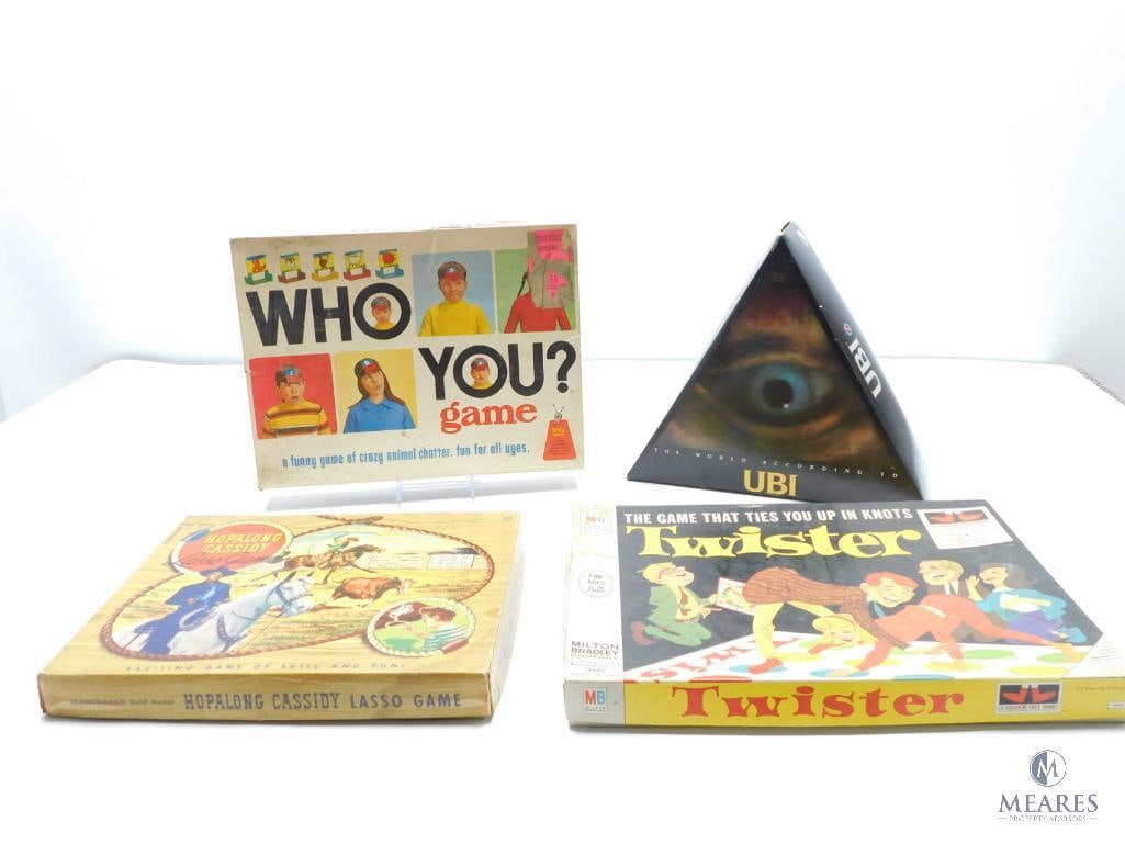 Lot of Four Vintage Games - Hopalong Cassidy Lasso Game and Others: All for one bid price Pieces have not been inventoried, bid accordingly