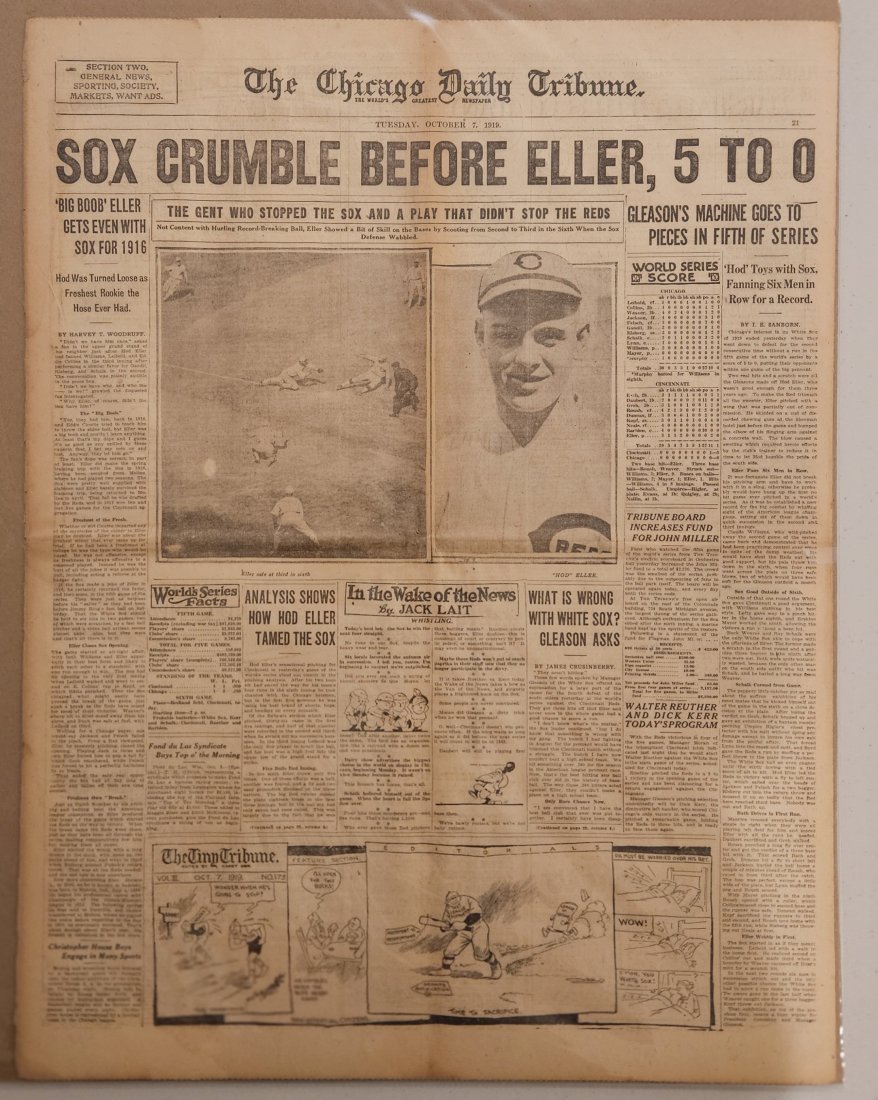 1919 BLACK SOX BASEBALL, THEY LOSE GAME 5: Any collectible from the 1919 Chicago black Sox is highly collectible and sought after. Take away game worn items in tickets or programs newspapers are the next hottest collectible. On top of all that
