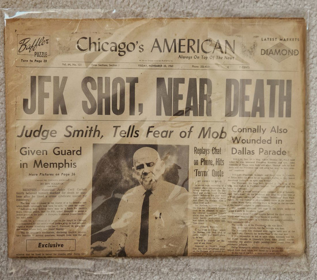 VERY RARE VERSION OF JFK SHOT BUT NOT DEAD PAPER (1 of 1)