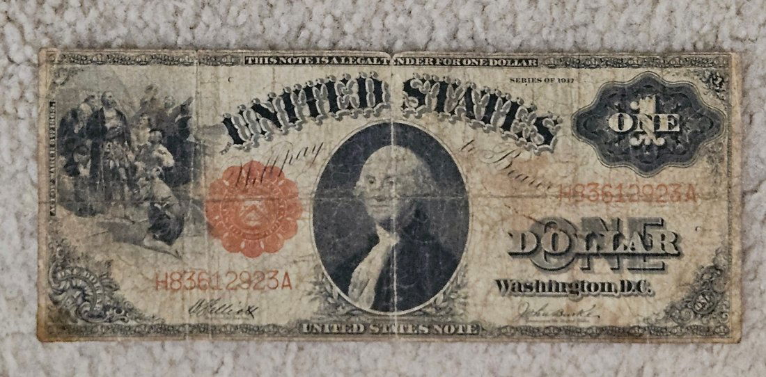 1917 $1 RED SEAL US NOTE (1 of 2)