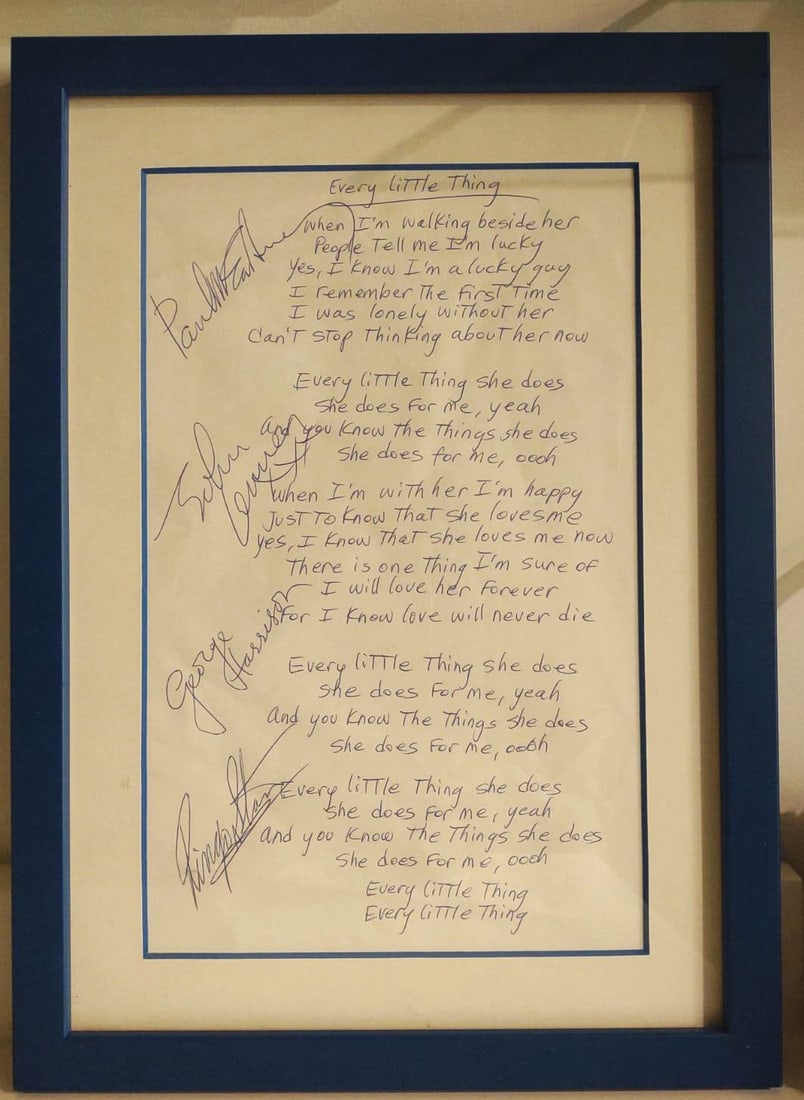 HANDWRITTEN BEATLES SONG SIGNED BY ALL 4- NO RESERVE! (1 of 1)