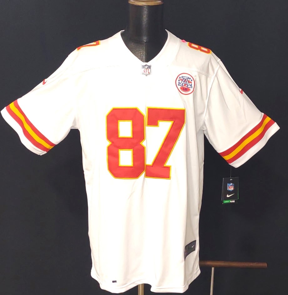 TRAVIS KELCE SIGNED CHIEF JERSEY-: FORENSICALLY AUTHENTICATED SIGNED KC CHIEFS JERSEY BY THE NFL SUPERSTAR Our signed pieces are from my Personal Collection, that I have accumulated over the years.I am a collector. The ability for mys