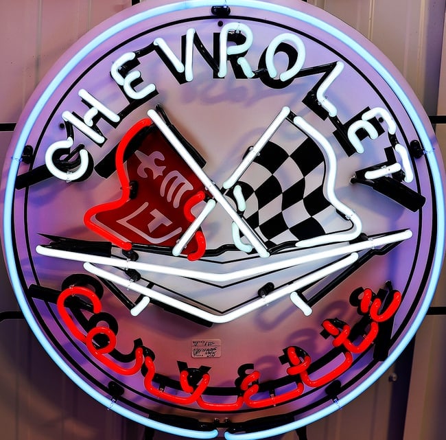 CHEVROLET CORVETTE NEON -RACING FLAGS (1 of 2)