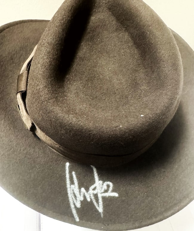 HARRISON FORD  SIGNED "INDIANA JONES" FEDORA  HAT AND SIGNED TEMPLE OF DOOM POSTER, FRAMED (1 of 6)