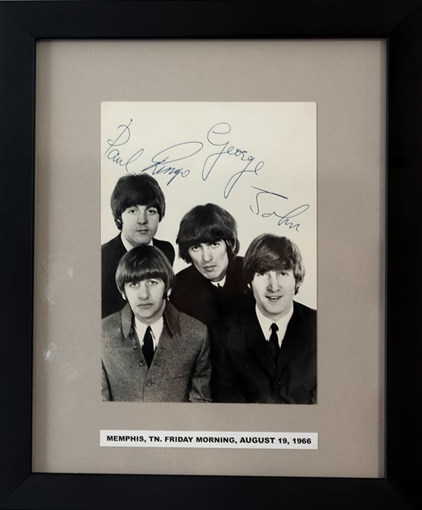 SIGNED BEATLE PRINT- FROM MEMPHIS PUBLICITY APPEARANCE AUGUST 19, 1966 (1 of 3)
