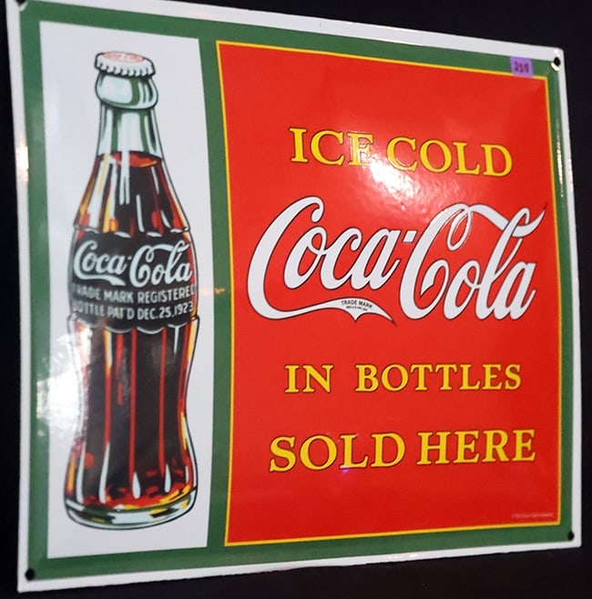 COCA COLA ICE COLD IN BOTTLES ORIGINAL SIGN: ORIGINAL SIGN COCA COLA IN BOTTLES 13 X 16