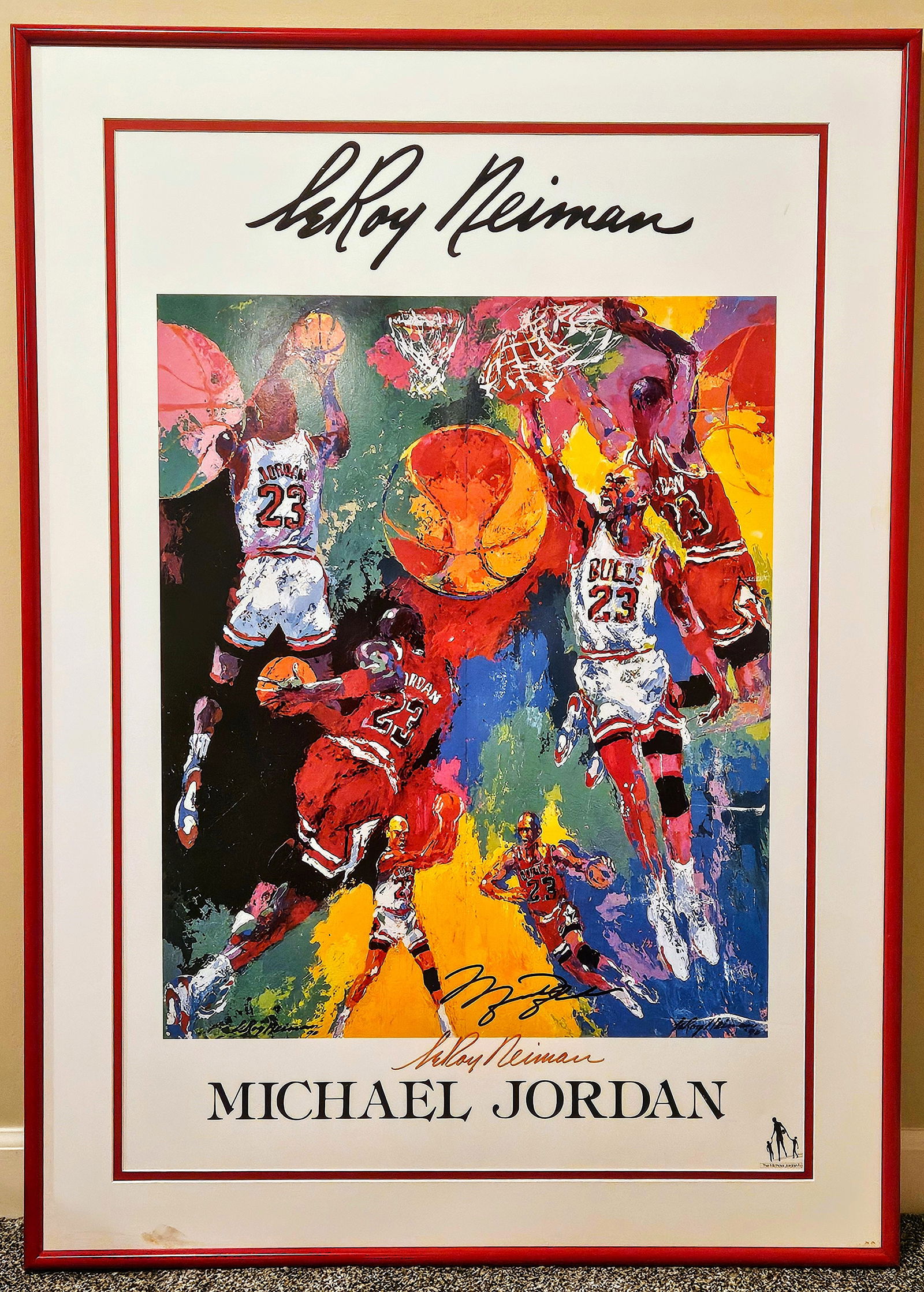 MICHAEL JORDAN FOUNDATION POSTER SIGNED BY MICHAEL JORDAN AND LEROY NEIMAN (1 of 6)
