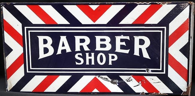 BARBER SIGN DOUBLE SIDED ORIGINAL CONDITION (1 of 2)