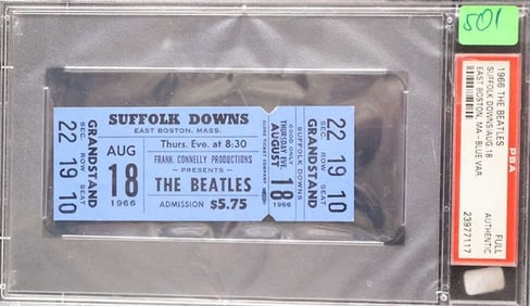 BEATLES SUFFOLK DOWNS AUTHENTICATED CONCERT ADMISSION TICKET (1 of 1)