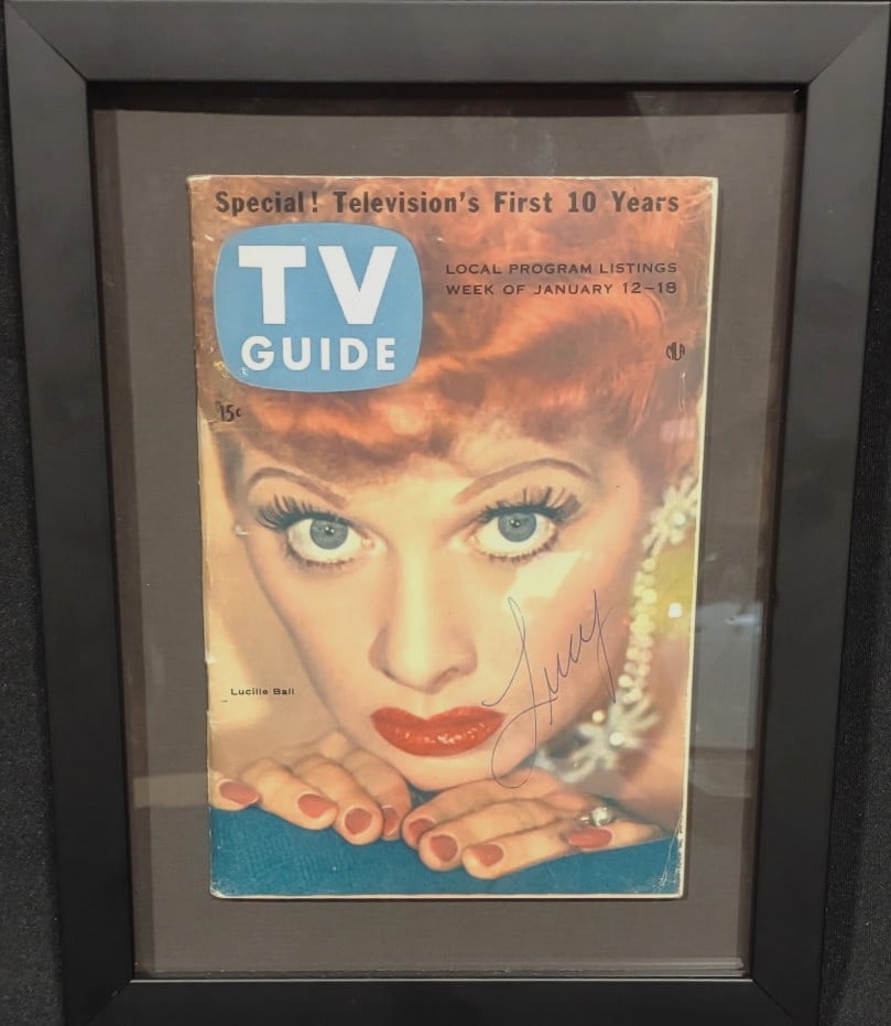 LUCILLE BALL "I LOVE LUCY" SIGNED AUTHENTICATED TV GUIDE JANUARY 12, 1957 - Professionally Framed (1 of 4)