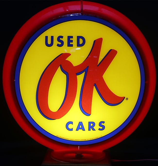 USED OK GLOBE WITH LIGHTED BASE: NEW BEAUTIFUL BRIGHT ADVERTISING GLOBE `15"