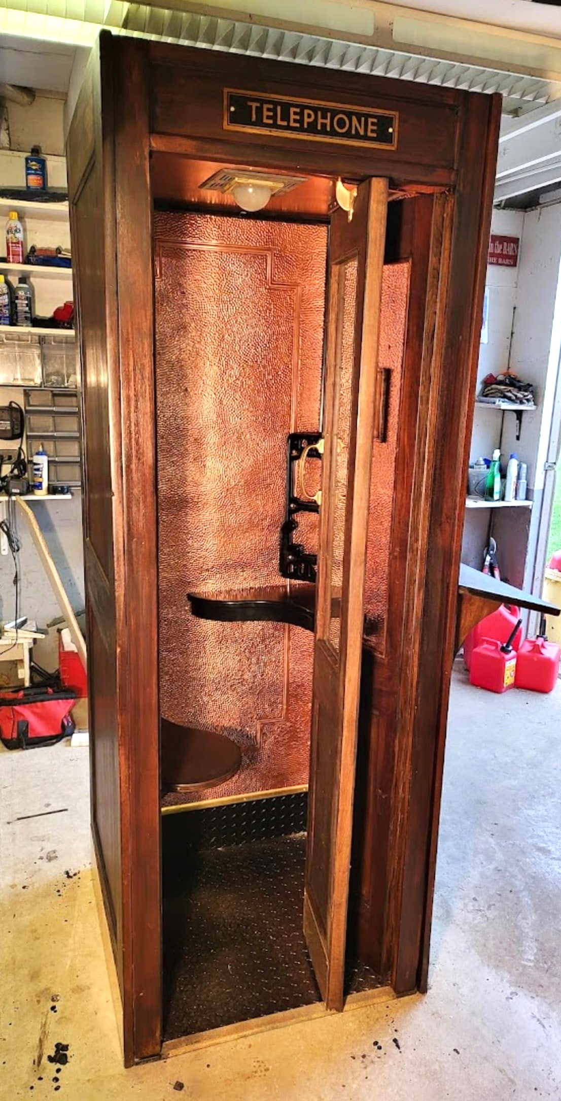 PHONE BOOTH c 1936- TOTALLY RESTORED TO ORIGINAL COLNDITION: THIS IS THE FINEST RESTORATION OF AN ANTIQUE PHONE BOOTH YOU WILL EVER FIND! EXTENSIVE PHOTOS OF RESTORATION AVAILABLE UPON REQUEST ALSO INCLUDED ORIGINAL ANTIQUE BELL TELEPHONE SUPERMAN FULL SIZE MAN