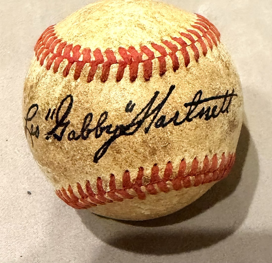 GABBY HARTNETT SIGNED AUTHENTICATED BASEBALL: One of the great autographs from this era, Hall of Famer Gabby Hartnett is not only desirable, but much sought after. Ganby Hartnett passe away in 1972, from a time when autograph collecting was not a