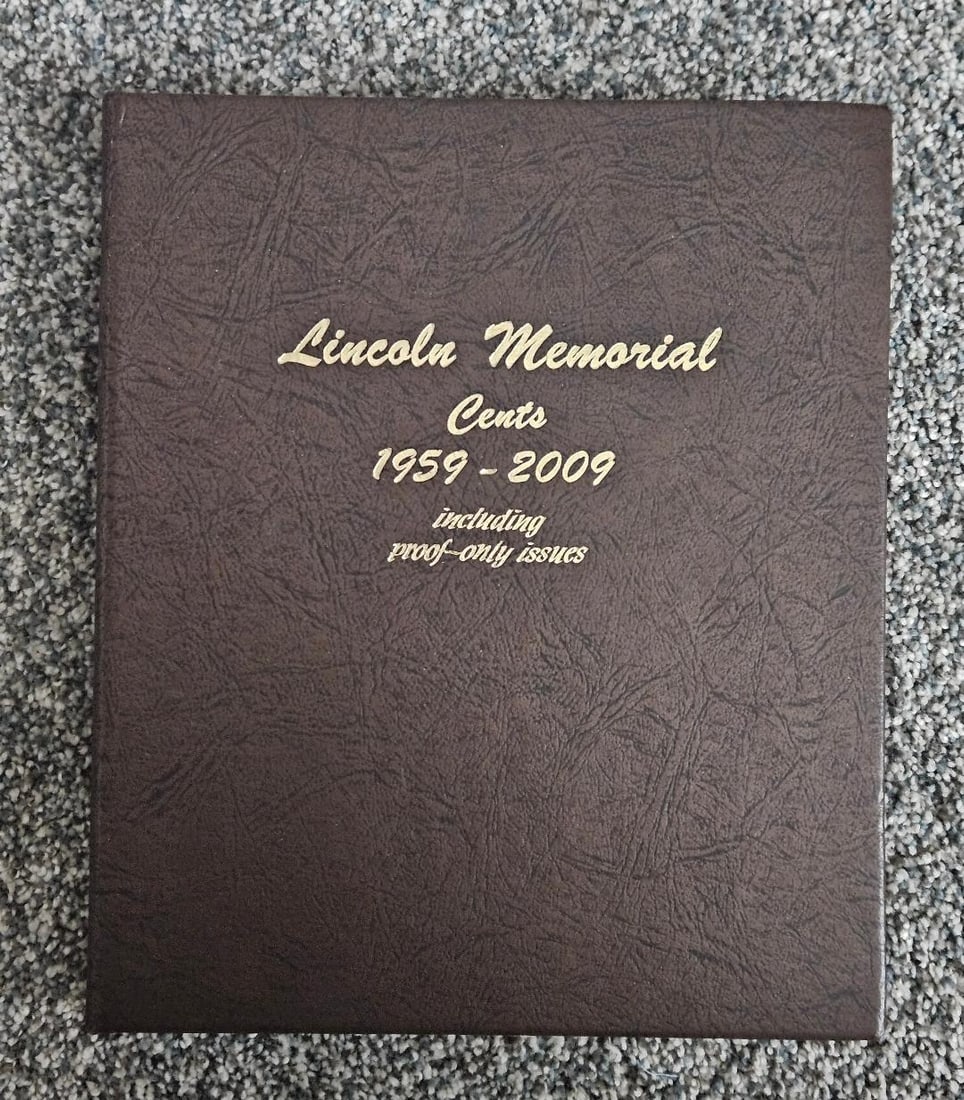 LINCOLN PENNY BOOK GEM UNC AND PROOF 1959-2009: This came out of a collection from someone who completed the entire penny set before his death. This book is the pennies from the Lincoln Memorial design change and dates all the coins from 1959-2009.