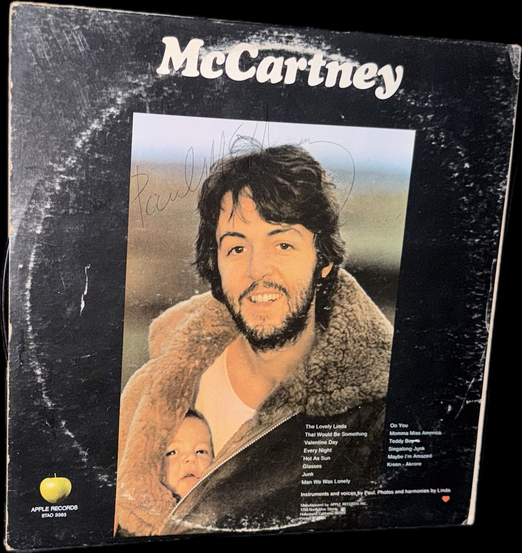 PAUL McCARTNEY SIGNED "McCARTNEY" ALBUM: McCartney (1970) The item is a signed copy of Paul McCartney's debut solo album, simply titled McCartney. It is one of the most historically significant records in rock history. Context: Released on