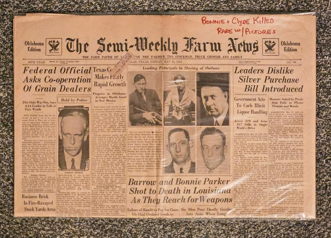 GANGSTERS BONNIE AND CLYDE ARE CAPTURED AND KILLED: May 25, 1934 First thing you have to understand, Bonnie and Clyde newspapers about their death with front page pictures are near impossible to find. Most papers across the country put this story in th