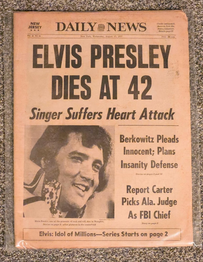 THE KING ELVIS IS DEAD NEWSPAPER (1 of 1)