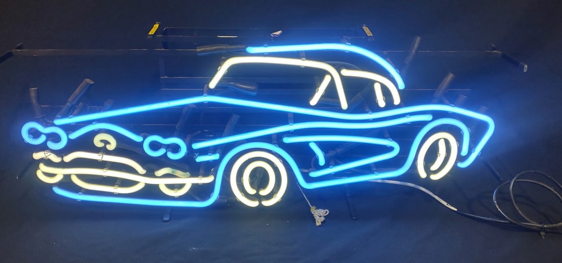 CORVETTE C1 NEON WITH HARDTOP: RARE C1 CORVETTE NEON WITH HARDTOP BRIGHT NEON TUBING