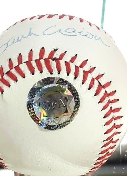 HANK AARON BASEBALL SIGNED GFA AUTHENTICATED - 3