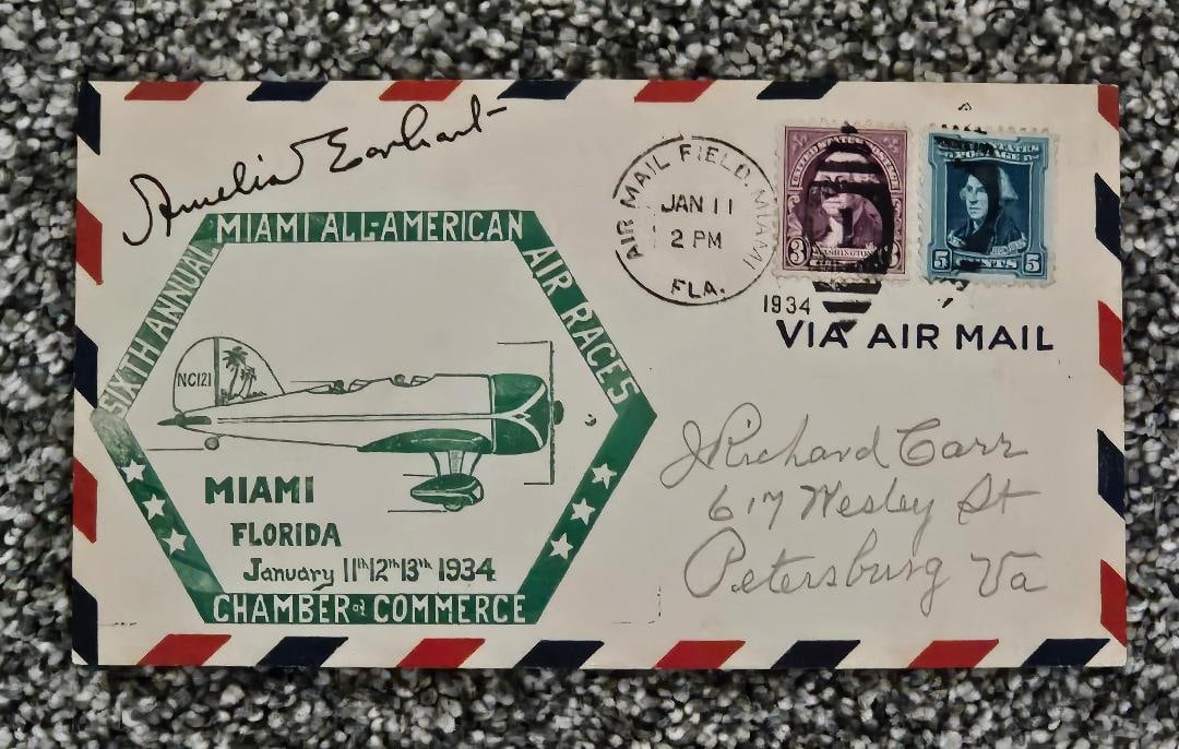 AMELIA EARHART AUTOGRAPHED AIR MAIL COVER, BECKET PRE CERTIFIED: There is no woman on the planet that was more famous and then than Emilia Earhart. I maverick in aviation, she set world records when that was a thing in the early days. She was as big a celebrity