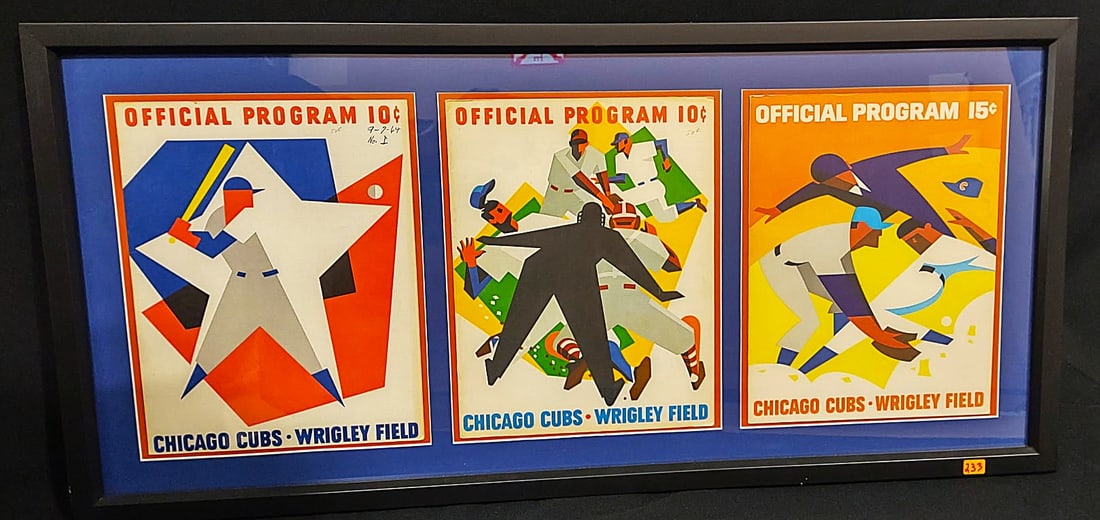 CHICAGO CUBS ORIGINAL SCORECARDS, PROFESSIONALLY FRAMED (1 of 4)