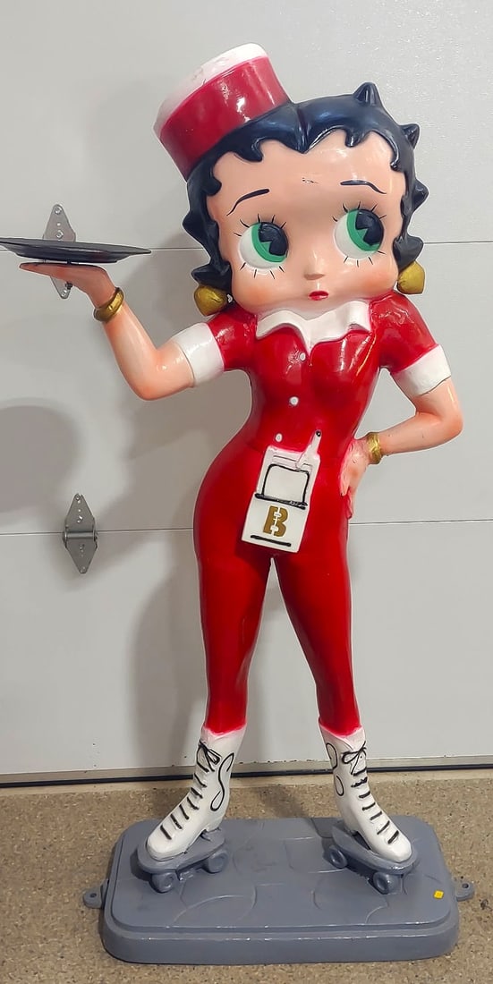 BETTY BOOP SCULTURE ORIGINAL RESTORED 62 X 36 X 15: Betty Boop is one of the most recognizable cartoon characters of early animation, debuting in 1930. Her image has become a staple of pop culture and is widely used in collectibles, art, and merchandis