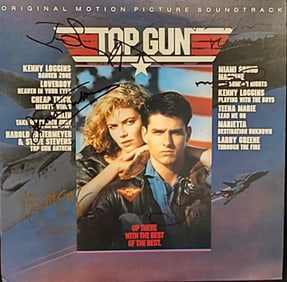 TOP GUN SOUNDTRACK CAST SIGNED ALBUM-REAL AUTHENTIC: CAST SIGNED BT TOM CRUISE, KELLY MCGILLIS, JAMES TOLKAN, MEG RYAN, VAL KILMER, AND TOM SKERITT The Top Gun Soundtrack is one of the most iconic movie soundtracks of the 1980s, tied to the blockbuster