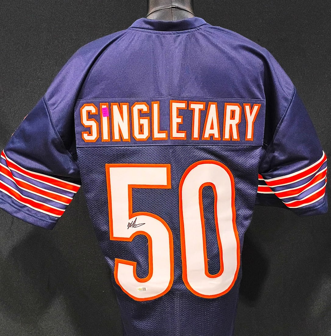 MIKE SINGLETARY CHICAGO BEARS -JSA AUTHENTICATED SIGNED JERSEY: MIKE SINGLETARY CHICAGO BEARS -JSA AUTHENTICATED SIGNED JERSEY Mike Singletary is widely regarded as one of the greatest middle linebackers in NFL history. Career highlights Played his entire NFL care