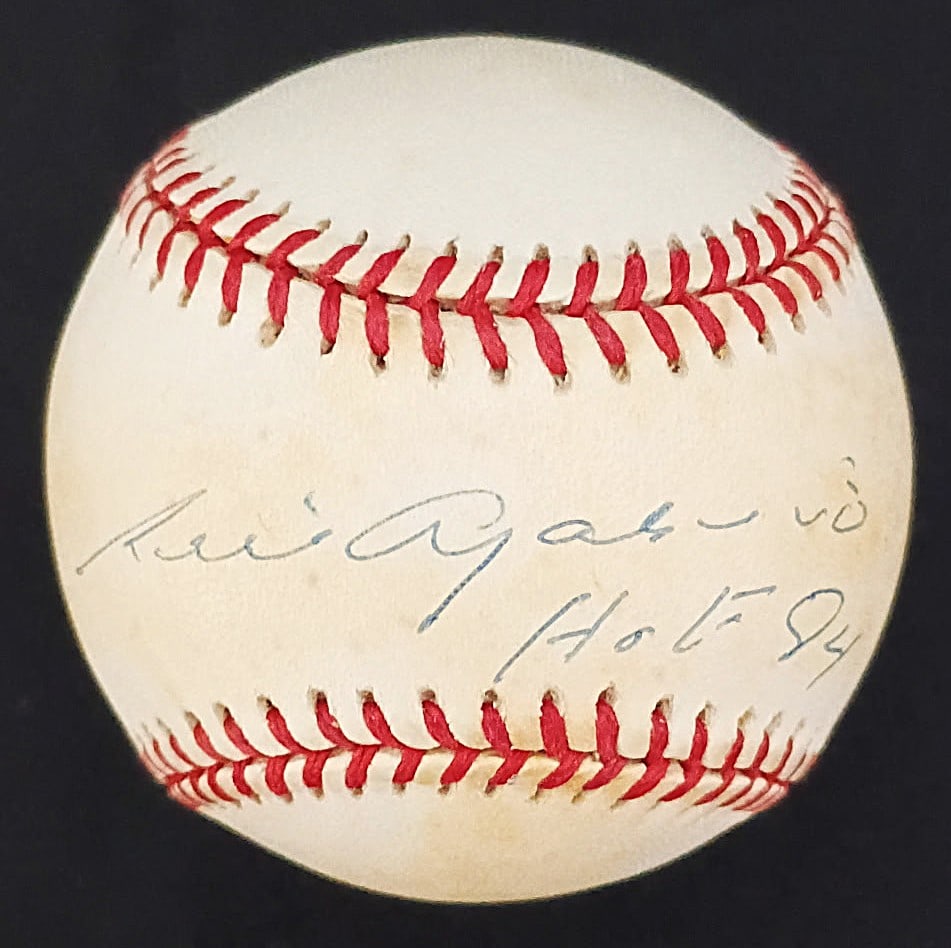 LUIS APARICIO JSA AUTHENTICATED SIGNED OFFICIAL AMERICAN LEAGUE BASEBALL INSCRIBED "HOF 84": LUIS APARICIO JSA AUTHENTICATED SIGNED OFFICIAL AMERICAN LEAGUE BASEBALL INSCRIBED "HOF 84"" Luis Aparicio is regarded as one of the greatest defensive shortstops in baseball history and was a pioneer