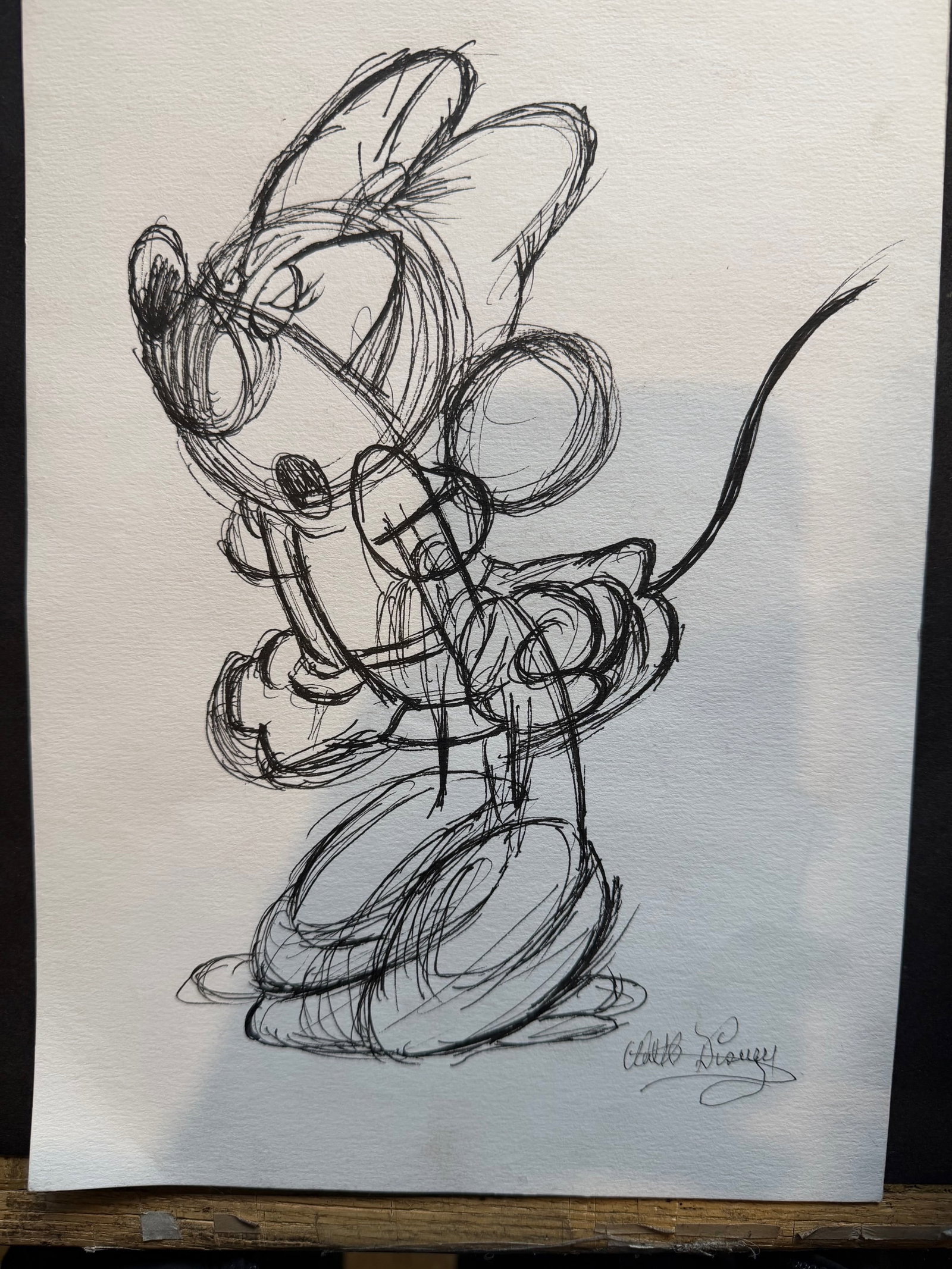 MINNIE MOUSE RARE EARLY SKETCH SIGNED BY WALT DISNEY, AUTHENTICATED: Early Hand Drawn Walt Disney Signed Sketch of Minnie Mouse The Birth of Minny Mouse (1928): After losing the rights to his first successful character, Oswald the Lucky Rabbit, Disney and animator Ub I