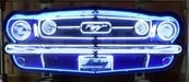 MUSTANG GRILL 60 X 23 X 6: The ‘Ford Mustang Grill’ 60 x 23 x 6 neon sign is made from neon glass tubes and built with special shock absorbing tube supports on a color printed background. Because of this background
