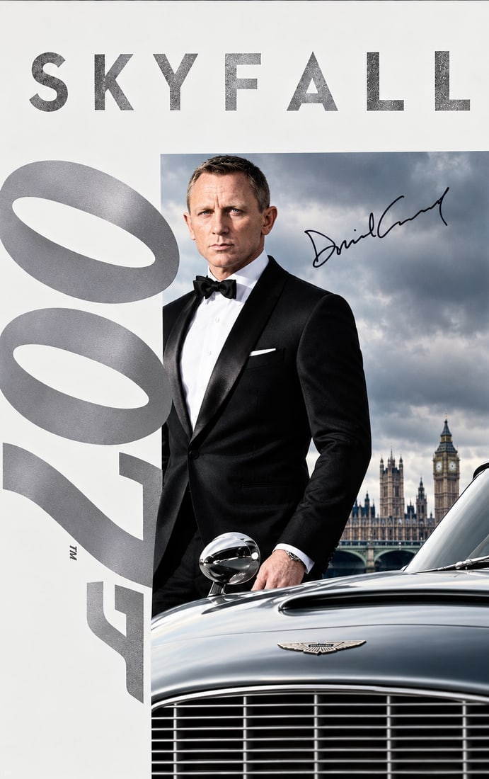SKYFALL SIGNED POSTER BY DANIEL CRAIG-REAL AUTHENTIC (1 of 4)