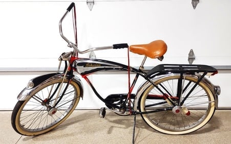 SCHWINN BLACK PHATHOM FULL SIZE BIKE-CENTENNIAL EDITION: C 1996 SCHWINN PRODUCED THIS BIKE TO COMMERATE THE ORIGINAL SCHWINN PHATHOM BIKE FROM 1956 RELIVE YOUR CHILDHOOD! -DETAILED 70 X 41 X 25 SCHWINN BLACK PHANTOM DELUXE-STYLE BALLOON-TIRE BICYCLE
