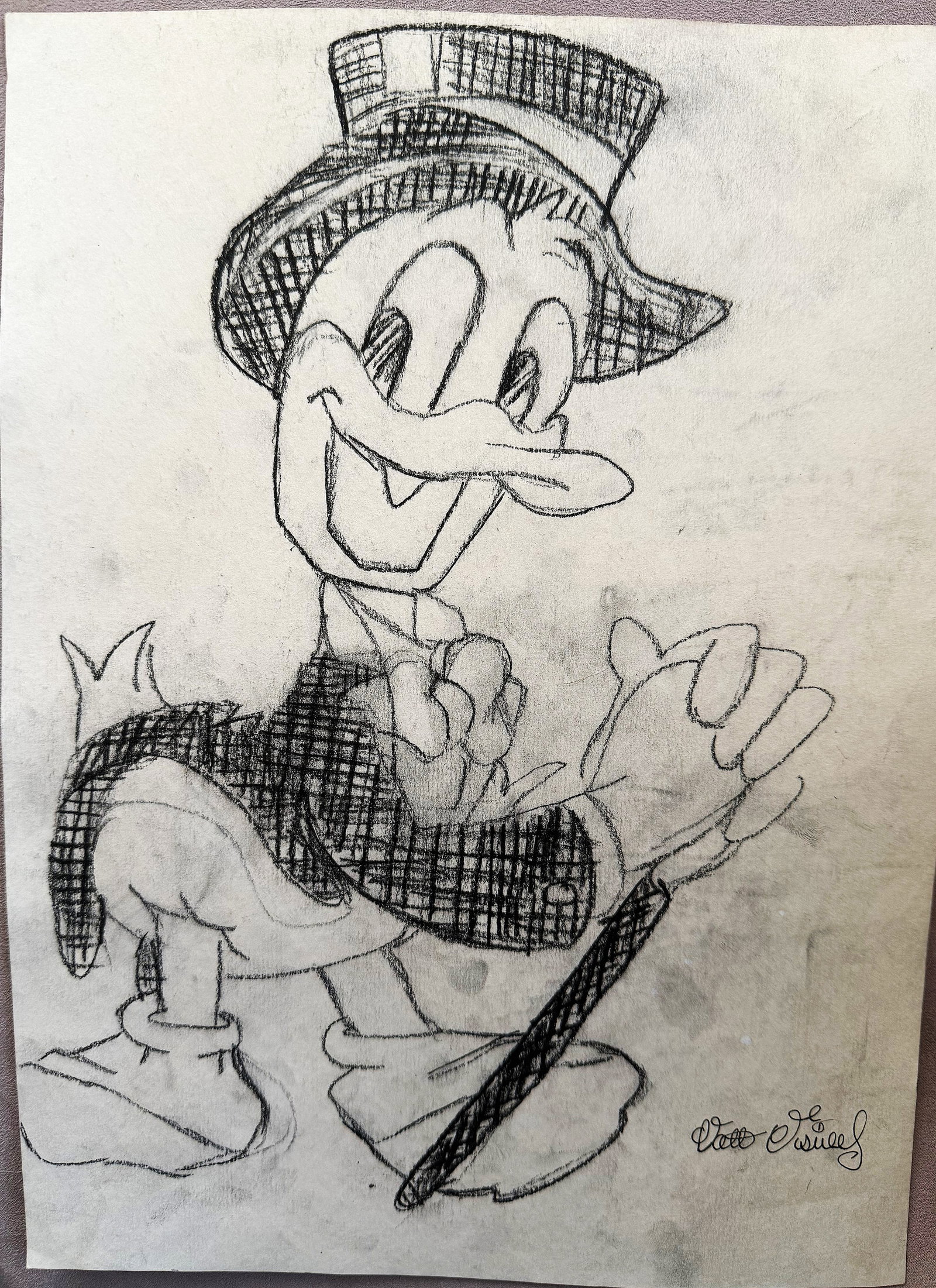 WALT DISNEY ORIGINAL SCROOGE MC DUCK SKETCH SIGNED BY "WALT DISNEY" (1 of 3)