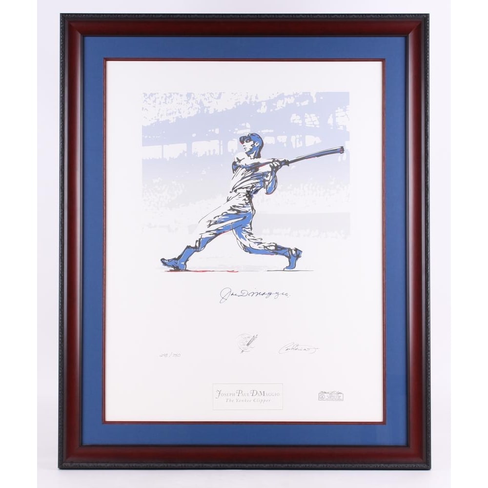 JOE DIMAGGIO SIGNED CARLO BENINATI LITOGRAPH, FRAMED: JOE DIMAGGIO SIGNED CARLO BENINATI LITOGRAPH WAS WITHOUT QUESTION THE HOTTEST ITEM PRODUCED OF DIMAGGIO AT THE TIME. IT SOLD OUT IN WEEKS AND IS ON SOME OF THE MOST IMPORTANT SPORTS AND ART
