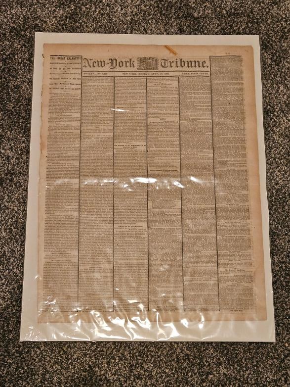 1865 ABRAHAM LINCOLN IS ASSASSINATED NEWSPAPER: APRIL 17, 1865. THIS IS THE BEST DATE TO OWN A LINCOLN ASSASSINATION NEWSPAPER. Yes, papers from the 15th, the day he died are nice to have, but this is what you are missing. The details by the time