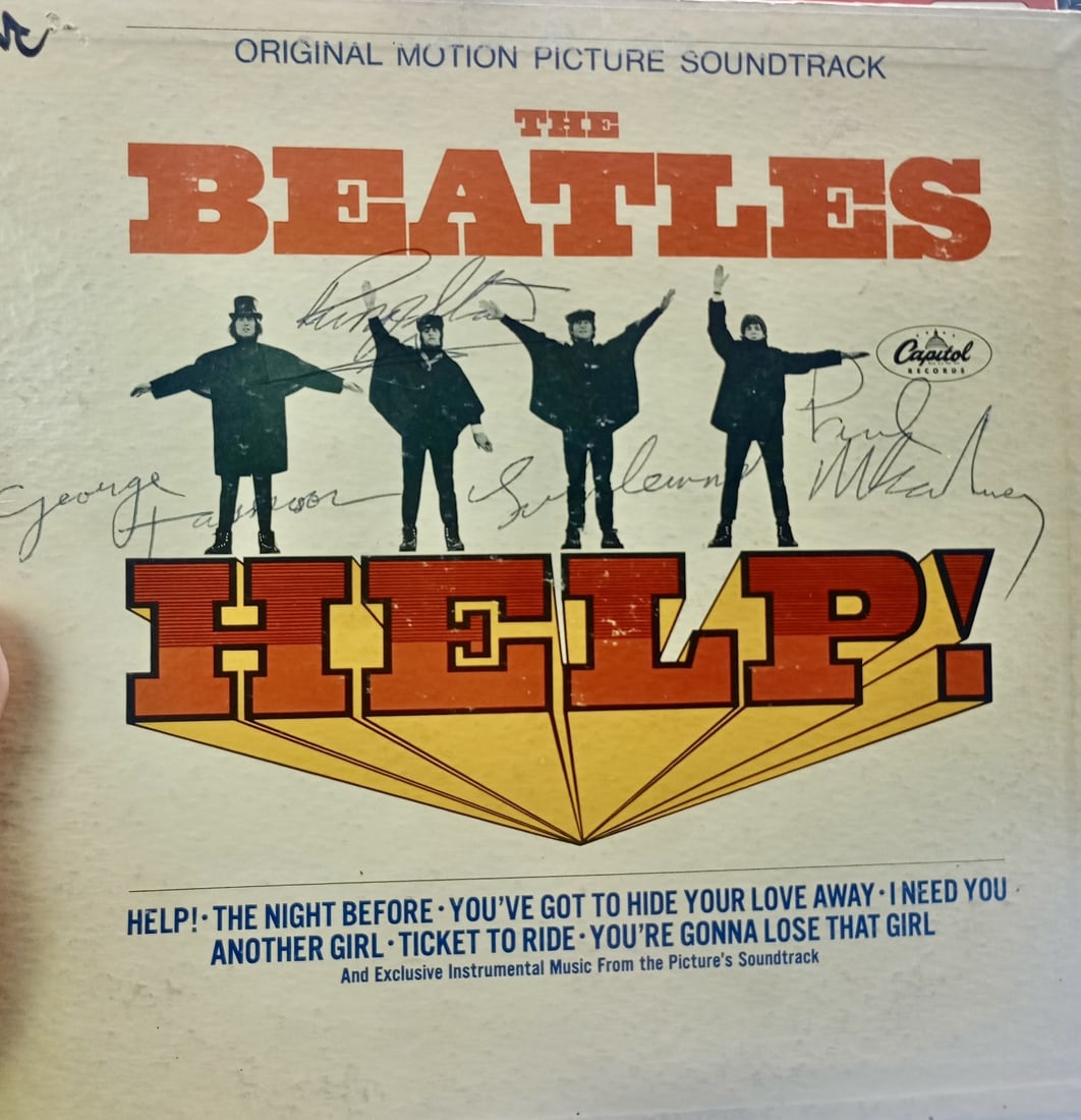BEATLES "HELP" ALBUM, SIGNED BY ALL 4-AUTHENTICATED (1 of 8)