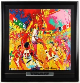 LEROY NEIMAN OLYMPIC PRINT -PSA AND BECKETT AUTHENTICATED,SIGNED BY MAGIC JOHNSON AND LARRY BIRD (1 of 6)