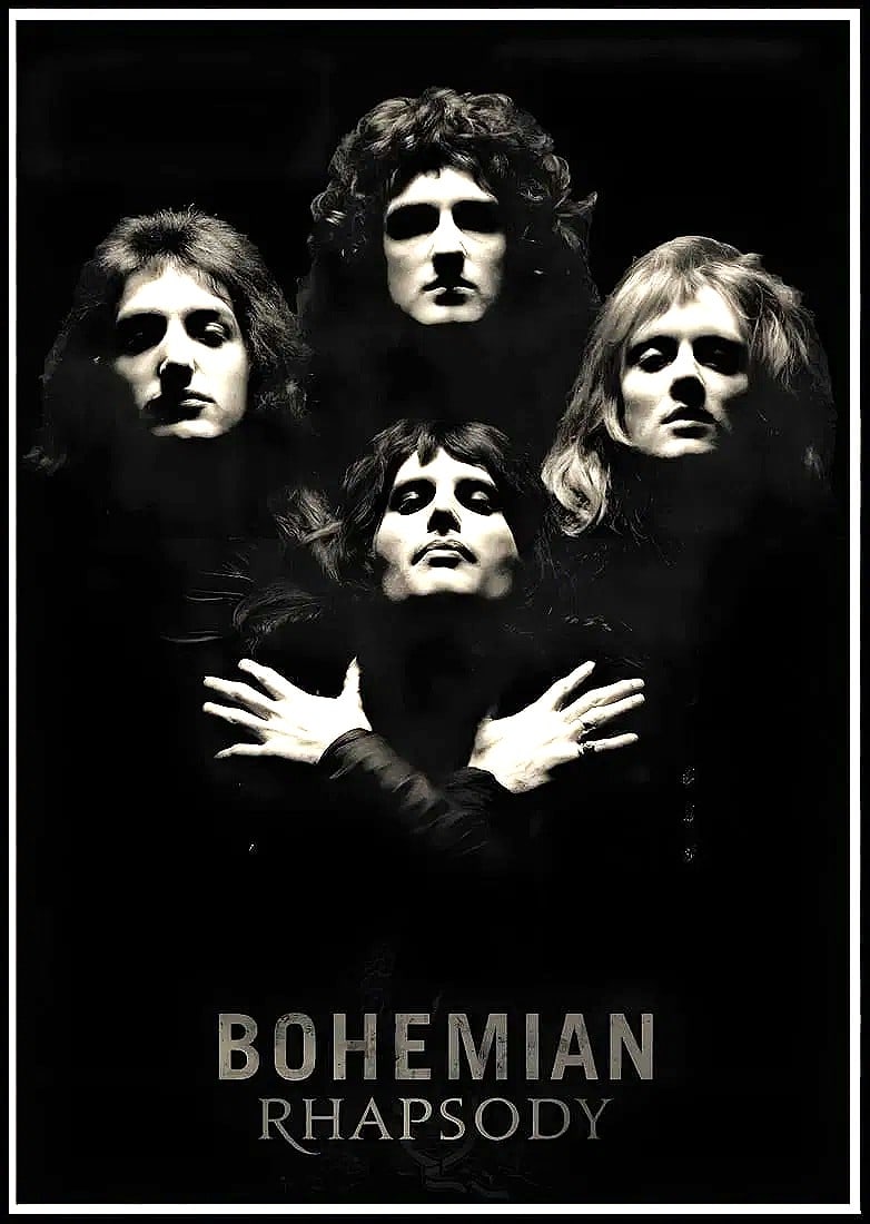 QUEEN BAND SIGNED VINTAGE CUT SIGNATURES INCLUDING FREDDIE MERCURY: QUEEN “BOHEMIAN RHAPSODY” DISPLAY — FOUR SIGNATURE CUTS -FREDDIE MERCURY, BRIAN MAY, ROGER TAYLOR & JOHN DEACON The autographs are shown separately in close-up photographs and are