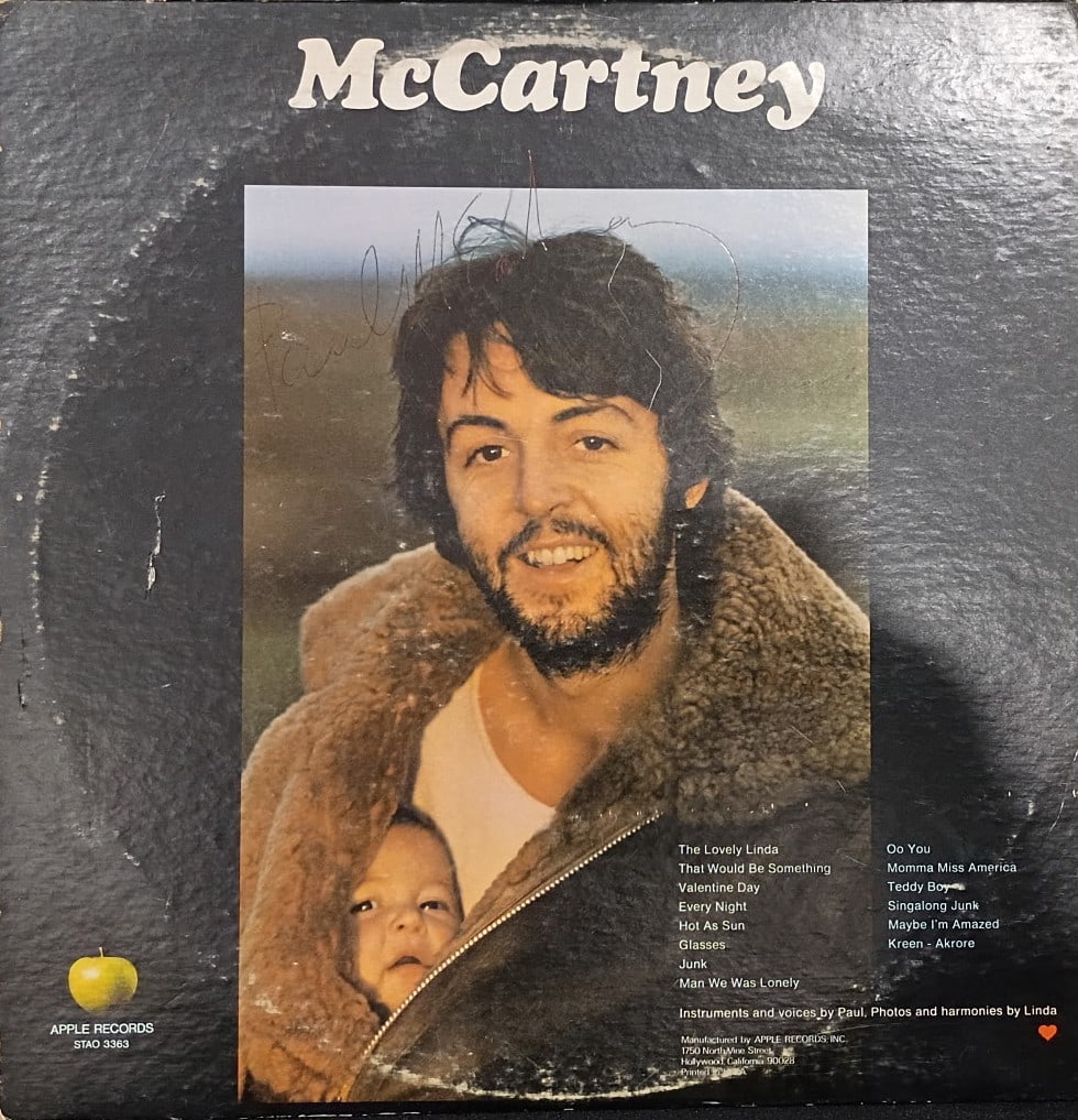 PAUL McCARTNEY SIGNED "McCARTNEY" ALBUM: McCartney (1970) The item is a signed copy of Paul McCartney's debut solo album, simply titled McCartney. It is one of the most historically significant records in rock history. Context: Released on A