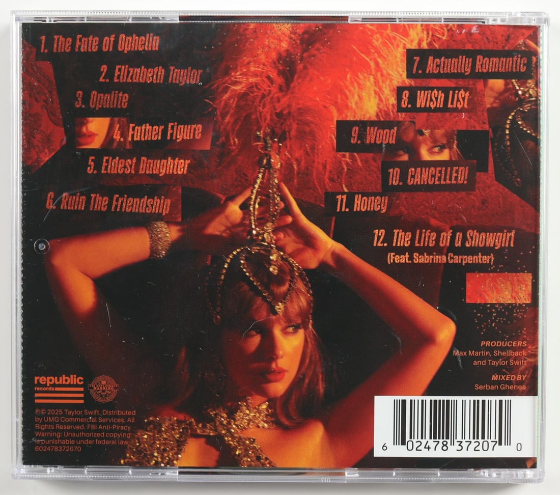 TAYLOR SWIFT SIGNED "LIFE OF A SHOWGIRL"CD ALBUM INSERT -JSA AUTHENTICATED: TAYLOR SWIFT SIGNED "LIFE OF A SHOWGIRL"CD ALBUM INSERT -JSA AUTHENTICATED Leading the 2026 American Music Awards with 8 nominations Her latest album The Life of a Showgirl is up for Album of the
