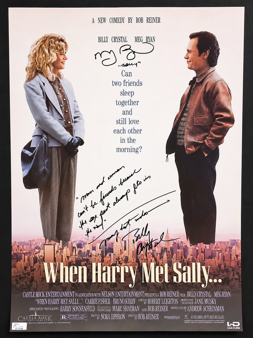 WHEN HARY MET SALLY CAST SIGNED PHOTO: BILLY CRYSTAL MEG RYAN SIGNED When it comes to certification on autograph and signed items, this is our professional stance and opinion: The items certified by PSA, JSA or Beckett authentication,
