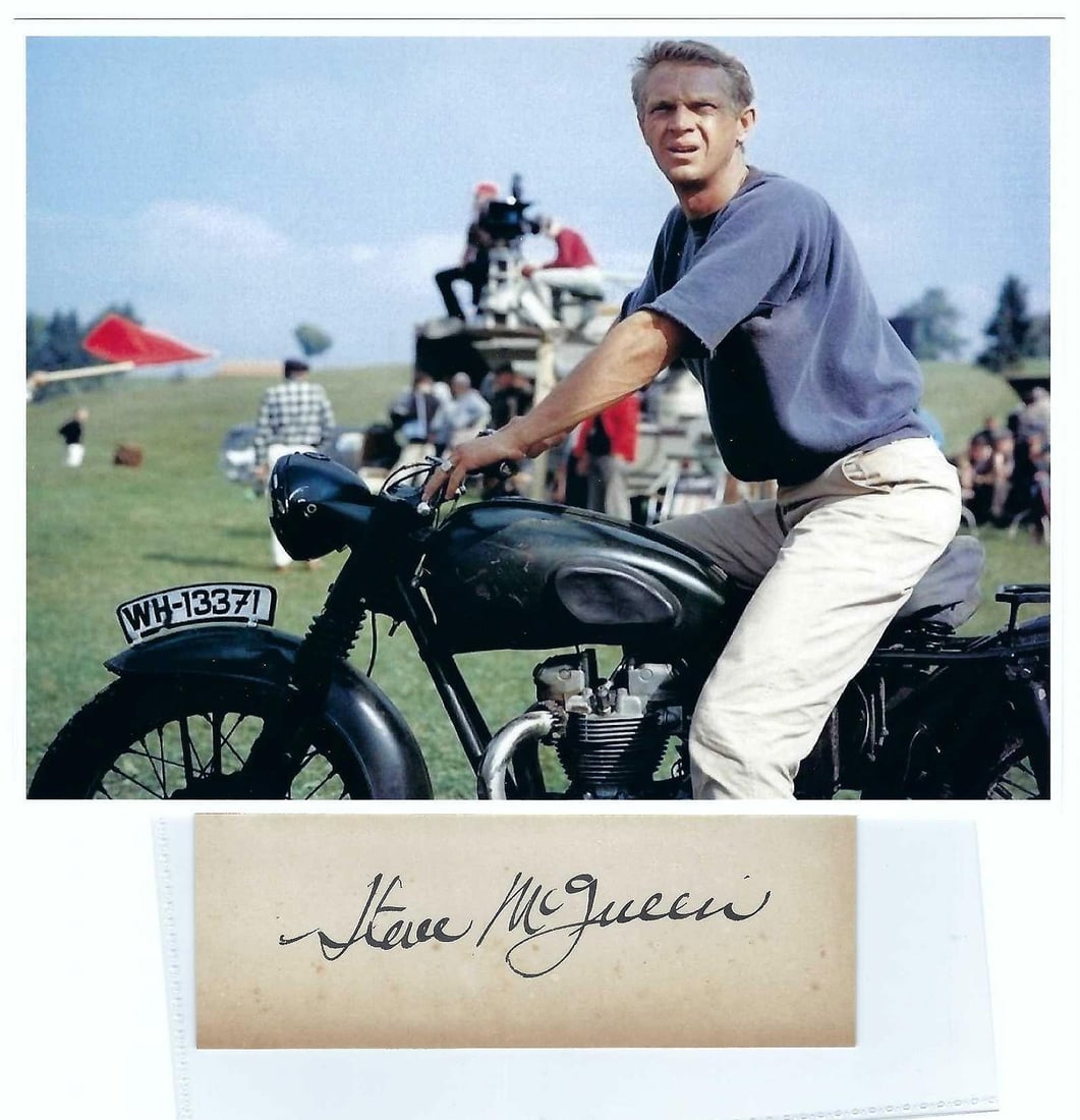 STEVE MCQUEEN SIGNATURE CUT WTH PHOTO: STEVE MCQUEEN When it comes to certification on autograph and signed items, this is our professional stance and opinion: The items certified by PSA, JSA or Beckett authentication, which are opinion