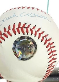 HANK AARON PSA AUTHENTICATED SIGNED BASEBALL - 3