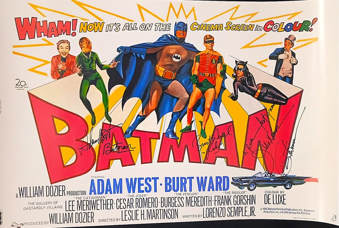 BATMAN SIGNED POSTER -ADAM WEST BURT YOUNG -REAL AUITHENTIC (1 of 5)