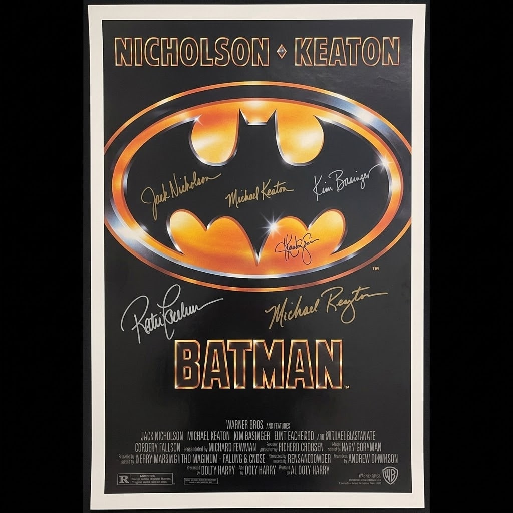 BATMAN POSTER SIGNED BY MICHAEL KEATON-REAL AUTHENTIC (1 of 4)