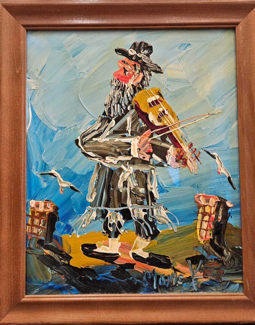 MORRIS KATZ: "FIDDLER" 13 X 16 (16 X 19 FRAMED) ORIGINAL SIGNED AND FRAMED