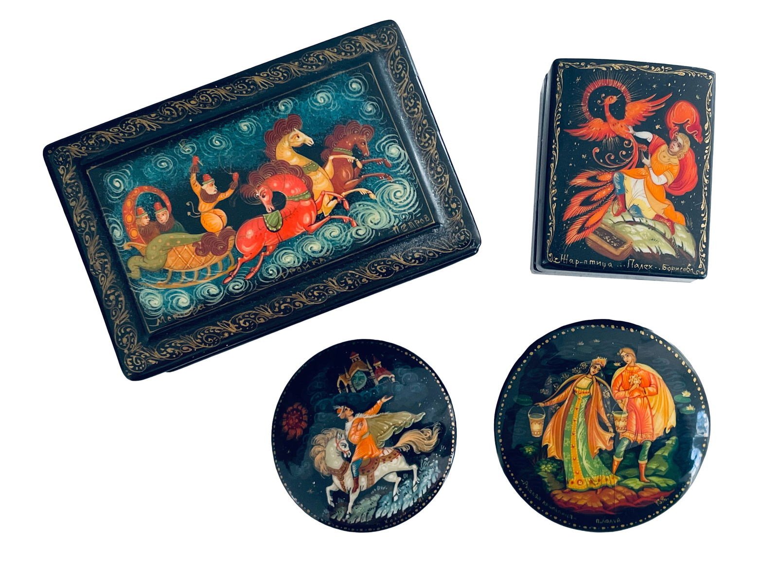Russian USSR Palekh LACQUER, Lot 4 1960s (1 of 5)