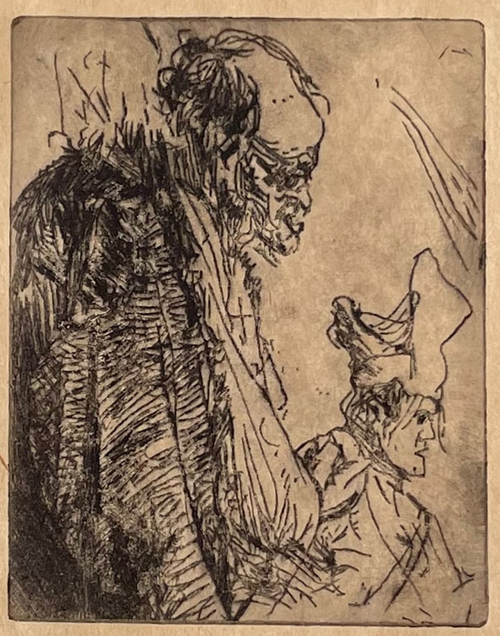 REMBRANDT Van Rijn (1606 - 1669) Study of Beggars B182 (1 of 3)